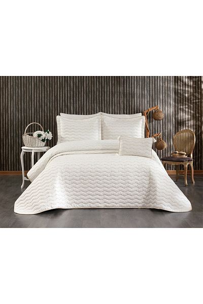 baladı home ev tekstil home collection High quality Double Embroidered Quilted Bed Knitted - End Piece Fiber (3 PIECES)