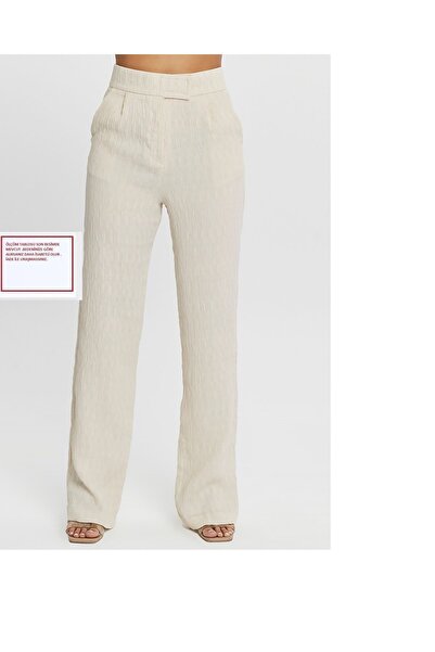 HANIMCA GİYİM High Waist Seersucker Fabric Palazzo Pants - Velcro Closure