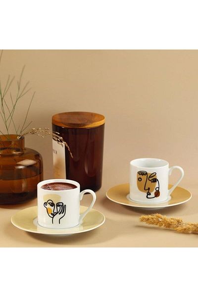 Kütahya Porselen Rüya 4 Piece Coffee Cup Set for 2 Persons Ru04kt42011369