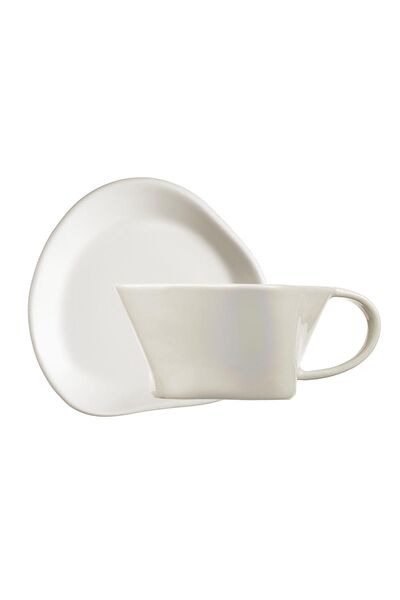 Kütahya Porselen Skallop 4 Parça 2 Kişilik Çay Seti Krem