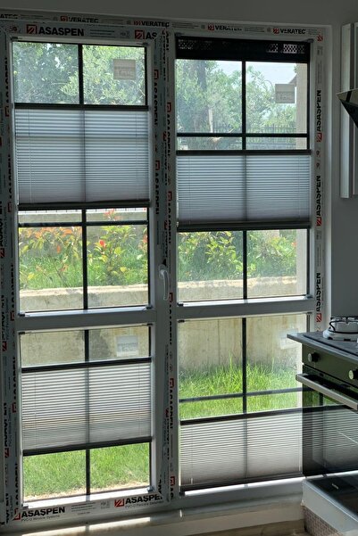 bufidik Plise Katlanır Cam Balkon Perdesi Gri