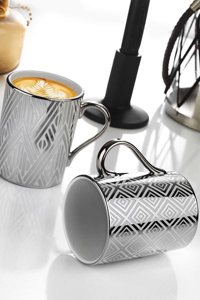 Kütahya Porselen Forest 2-Piece Mug Glass Platinum 10932