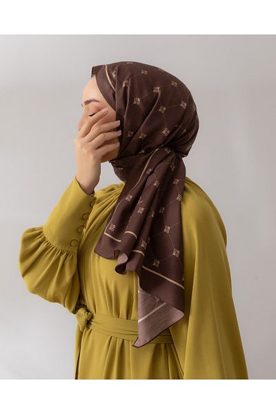 Silk Home Silk Twill Monogram Shawl - Brown and Milky Brown