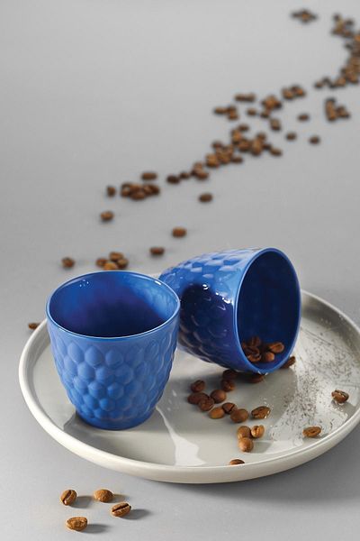 Kütahya Porselen Favo 2 Piece Espresso Coffee Set Navy Blue