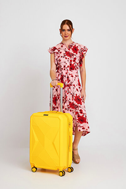 Coral High Diamond Abs Sarı Orta Boy Valiz 16627