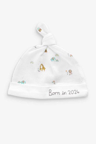 Next Baby 2 Pieces 100% Organic Cotton 2024 Born Bib and Hat Set