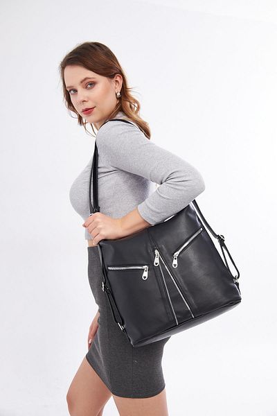 DERİNSS Genuine Leather Black Women's Bag - Back and Shoulder _ Dkb501