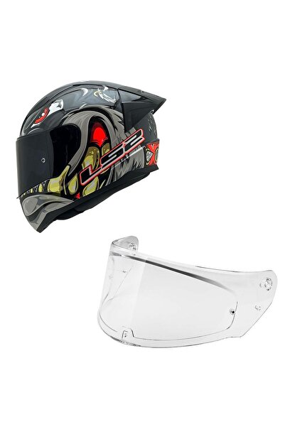 LS2 RAPID 2 SPOX GRİ-KIRMIZI KASK SİYAH CAM+SPOİLER