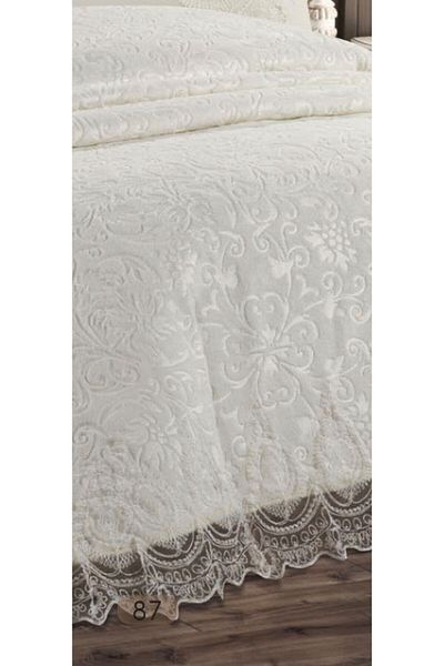 baladı home ev tekstil home collection French Lace Double Blanket Set - Dowry Bedspread Set (3 pieces)