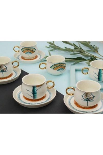 Sembol Camelot 6-Person Line Pattern Porcelain 220ml Teacup Set Purebone-32