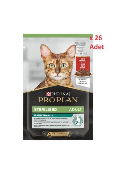 Pro Plan Pro Plan Sterilised Beef Pouch 85 gr x 26 adet
