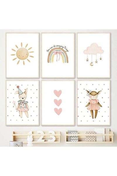 Farklı Hediyelik Set de pictură din 6 piese pentru camera copiilor, cu temati...