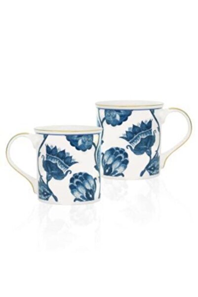 The Mia Fleur Mavi Çiçekli Stoneware 6 Adet 300cc Kupa Seti Kutulu Kpa35
