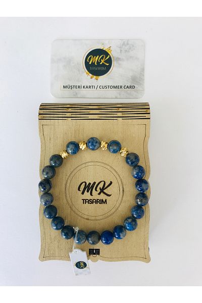 MK tasarım MK Design - Real Lapis Lazuli Bracelet MKT6008