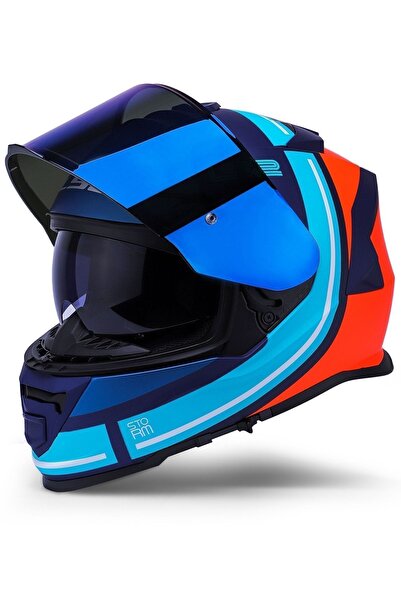 LS2 Storm 2 Slant Mat Mavi Turuncu Kask