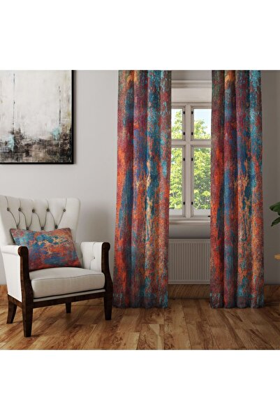 3D ELSE HALI Else Turuncu Yeşil Sarı Şark Otantik Anadolu Osmanlı Desenli Fon...