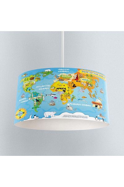 3D ELSE HALI World Map Patterned Children's Baby Room - Pendant Chandelier