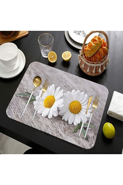 Else Halı Else Gri Sarı Papatyalar Yıkanabilir Kaymaz Dikdörtgen Amerikan Ser...