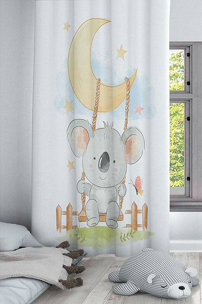 3D ELSE HALI Koala Patterned Decorative Children's and Baby's Room - ElseCute Background Curtain