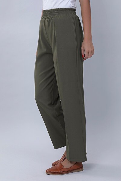 ilmek Women's Khaki Pleated Pants 5272
