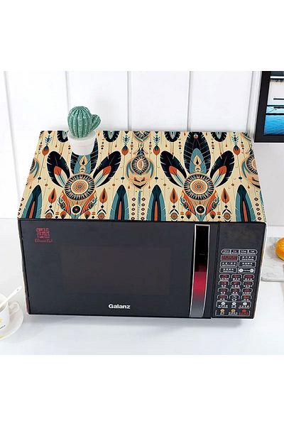3D ELSE HALI 35x100 cm Colorful Feathers Patterned Decorative Microwave Oven Cover
