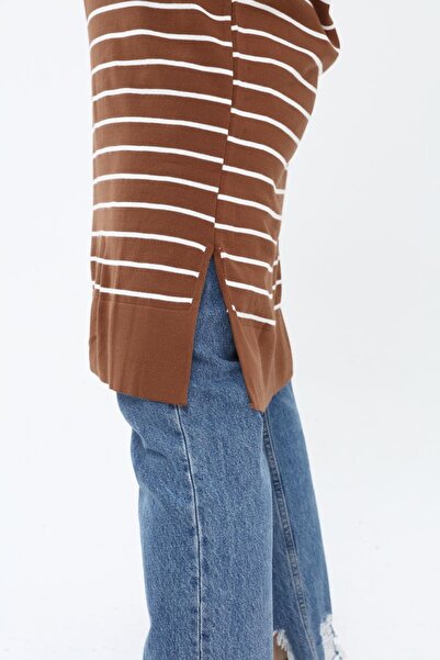 ilmek Γυναικείο ριγέ μακρύ πλεκτό Hijab Tunic 4355