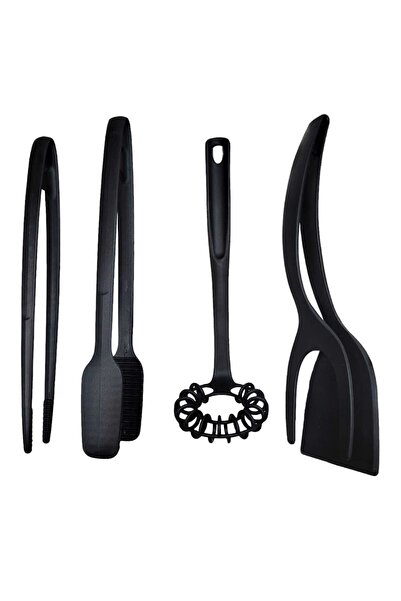 Plastlife 4'Lü Yanmaz Yapışmaz Servis Izgara Maşası, Spiral Çırpıcı, Maşalı S...