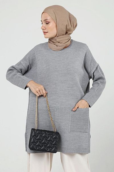 ilmek Γυναικείο Πλεκτό Hijab Μακρύ Hijab με διπλή τσέπη 4305