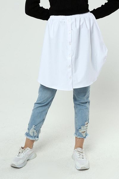 ilmek Cămașă albă cu talie elastică pentru femei Looking Rescue Inner Add Fustă 22109