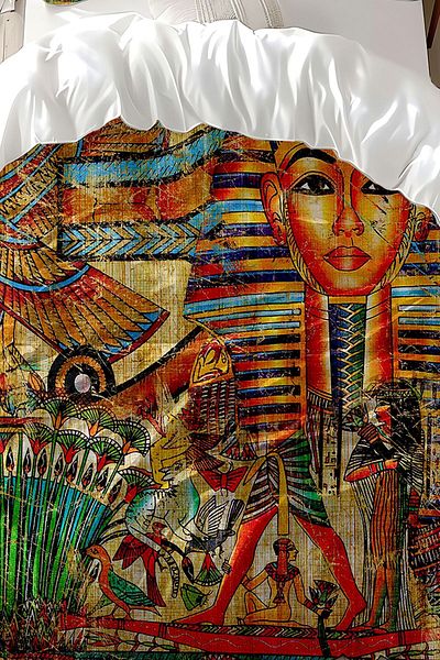 3D ELSE HALI Ethnic Authentic Egyptian Pattern Printed Double Size Cotton Satin Duvet Cover Set