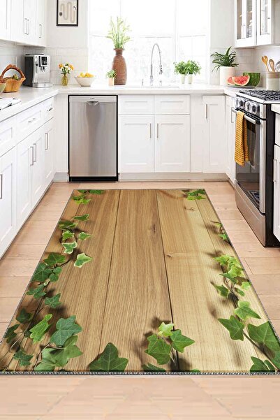 3D ELSE HALI Dekoratif Desenli Yıkanabilir Kaymaz Taban Mutfak Halısı Ds-35