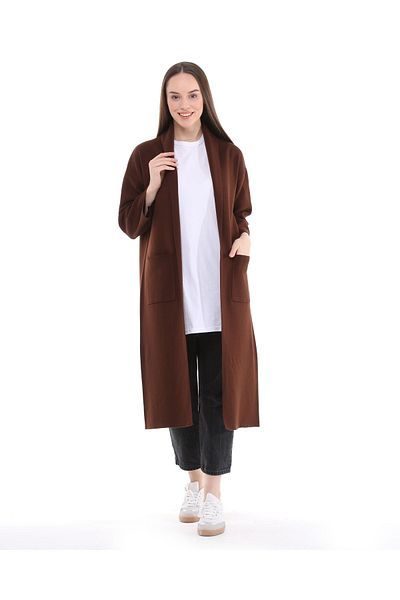 ilmek Cardigan cu buzunar, cu guler șal, tricotaj cu curea