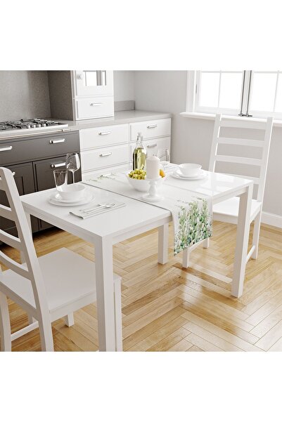 Else Dekor Green Eucalyptus Patterned Digital Printed Stain Resistant Carefree Decorative Runner 40x140cm