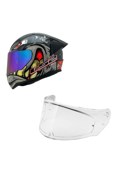 LS2 RAPID 2 SPOX GRİ-KIRMIZI KASK GÖKKUŞAĞI CAM+SPOİLER