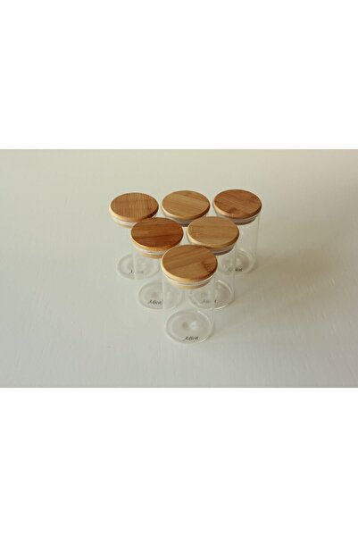 MİEN وعاء توابل بغطاء من الخيزران 300 مل 6 قطع