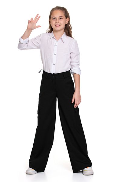 LAPINKOD Girl's - Buttoned and Side Pocket Pipe Leg Trousers