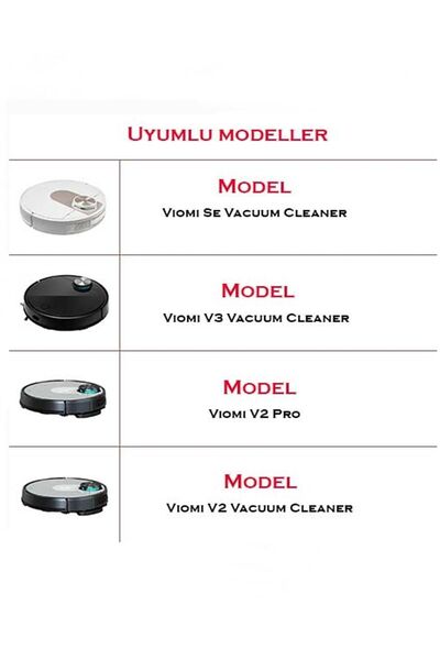 ibrush Filtru Hepa din 4 bucăți compatibil Mi Robot Viomi V3 și perie laterală albă din 4 bucăți