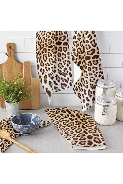 3D ELSE HALI Leopar Desenli Mikrofiber Mutfak Havlusu Kurulama Bezi Su Emici ...