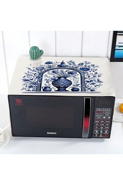 3D ELSE HALI Vintage Patterned Blue and White Vase Oven Cover - Microwave, 35x100cm