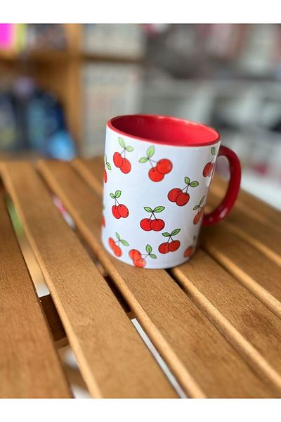 EyER Shoping كوب أحمر كبير الحجم بمظهر الكرز من الداخل والمقبض