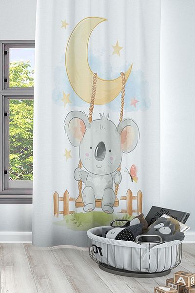 3D ELSE HALI Koala Patterned Decorative Children's and Baby's Room - ElseCute Background Curtain