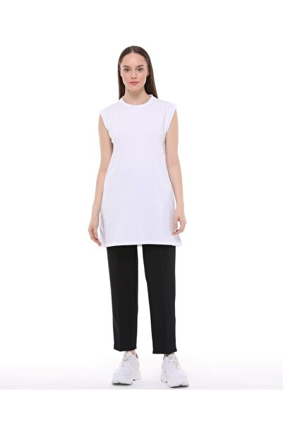 ilmek Kadın Penye Sıfır Kollu Dik Yaka İçlik Uzun Kurtarıcı Tshirt