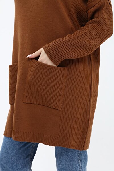 ilmek Γυναικείο μαύρισμα διπλής τσέπης Hijab Long Hijab Πλεκτό τουνίκ 4305