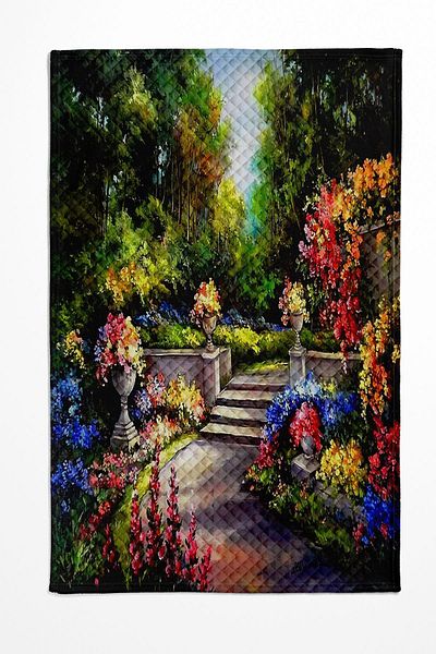 3D ELSE HALI Double Decorative Bedspread - Flower Garden Patterned Printed Pique Set