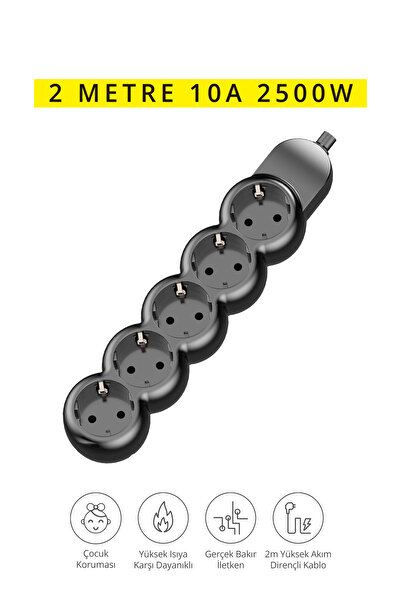 Piranha 45620 Akım Korumalı 5'li Priz Uzatma Kablosu