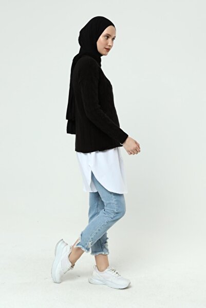 ilmek Women's White Elastic Waist Shirt Looking Rescue Inner Add Skirt 22109