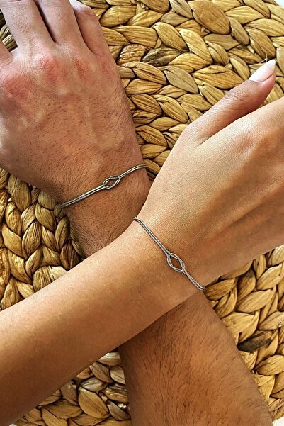 Vioma Aksesuar Silver Renk Unisex Çift Düğüm Bileklik