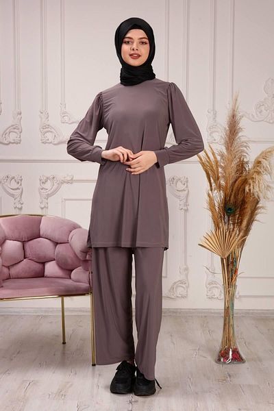 ilmek Γυναικείο κορδόνι με κορδόνι Sandy Hijab Tunic Παντελόνι Διπλό Σετ 5406