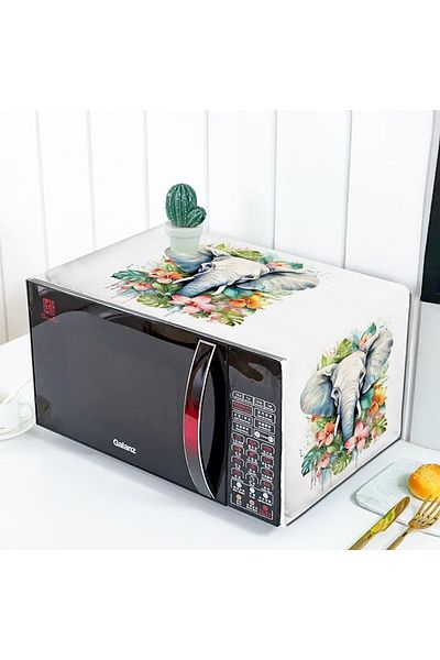 3D ELSE HALI 35x100 cm Decorative Colorful Elephants Microwave Oven Cover