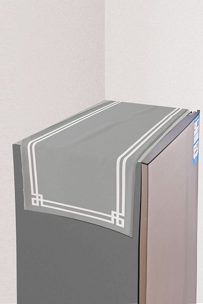 3D ELSE HALI Gray White Border Patterned Deep Freezer Fridge Cover 40x140cm